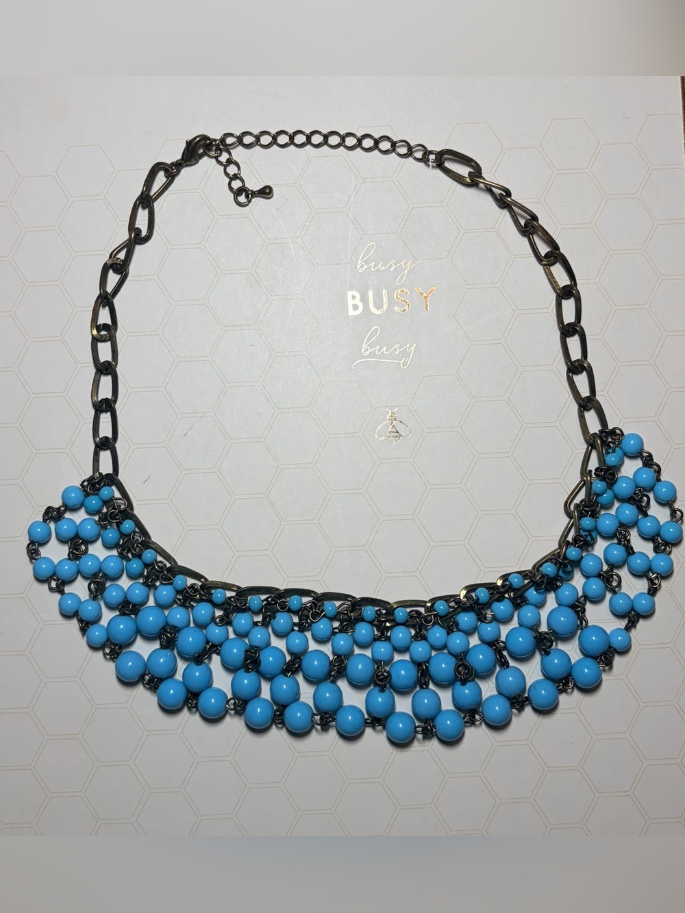 Chunky Blue Beaded Bib Necklace